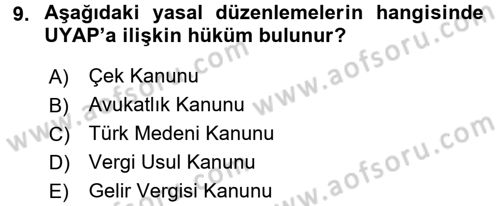 Ulusal Yargı Ağı Projesi 1 Dersi 2016 - 2017 Yılı (Final) Dönem Sonu Sınav Soruları 9. Soru