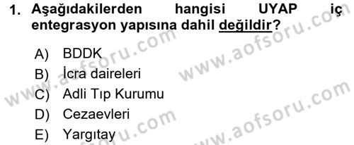 Ulusal Yargı Ağı Projesi 1 Dersi 2017 - 2018 Yılı 3 Ders Sınav Soruları 1. Soru