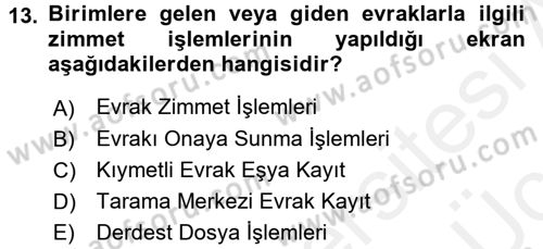 Ulusal Yargı Ağı Projesi 1 Dersi 2017 - 2018 Yılı 3 Ders Sınav Soruları 13. Soru