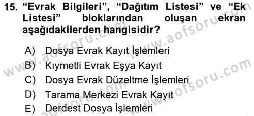 Ulusal Yargı Ağı Projesi 1 Dersi 2017 - 2018 Yılı 3 Ders Sınav Soruları 15. Soru