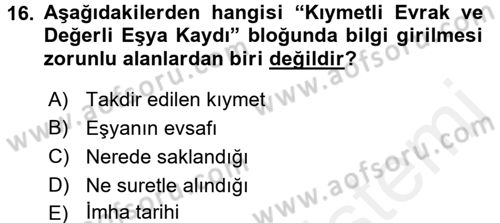 Ulusal Yargı Ağı Projesi 1 Dersi 2017 - 2018 Yılı 3 Ders Sınav Soruları 16. Soru