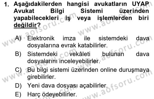 Ulusal Yargı Ağı Projesi 1 Dersi 2017 - 2018 Yılı (Vize) Ara Sınav Soruları 1. Soru