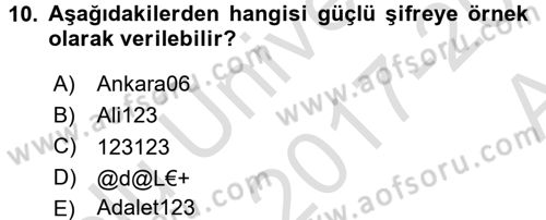 Ulusal Yargı Ağı Projesi 1 Dersi 2017 - 2018 Yılı (Vize) Ara Sınav Soruları 10. Soru