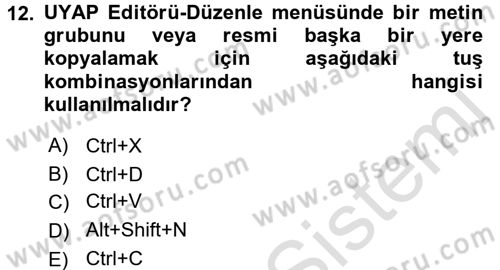 Ulusal Yargı Ağı Projesi 1 Dersi 2017 - 2018 Yılı (Vize) Ara Sınav Soruları 12. Soru