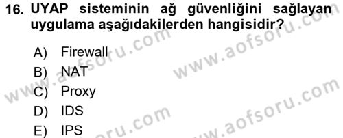 Ulusal Yargı Ağı Projesi 1 Dersi 2017 - 2018 Yılı (Vize) Ara Sınav Soruları 16. Soru
