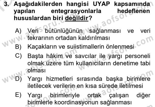 Ulusal Yargı Ağı Projesi 1 Dersi 2017 - 2018 Yılı (Vize) Ara Sınav Soruları 3. Soru