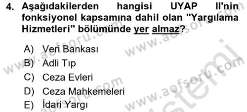 Ulusal Yargı Ağı Projesi 1 Dersi 2017 - 2018 Yılı (Vize) Ara Sınav Soruları 4. Soru