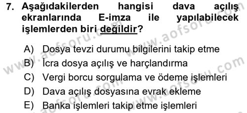Ulusal Yargı Ağı Projesi 1 Dersi 2017 - 2018 Yılı (Vize) Ara Sınav Soruları 7. Soru