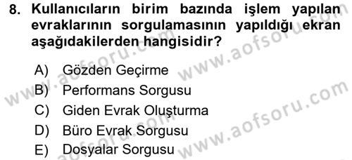 Ulusal Yargı Ağı Projesi 1 Dersi 2017 - 2018 Yılı (Vize) Ara Sınav Soruları 8. Soru