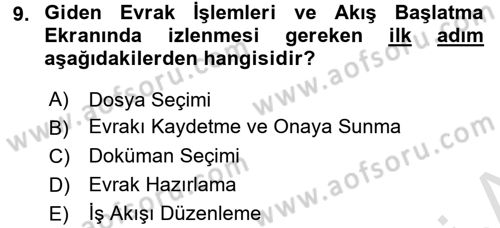 Ulusal Yargı Ağı Projesi 1 Dersi 2017 - 2018 Yılı (Vize) Ara Sınav Soruları 9. Soru