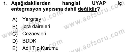 Ulusal Yargı Ağı Projesi 1 Dersi 2017 - 2018 Yılı (Final) Dönem Sonu Sınav Soruları 1. Soru