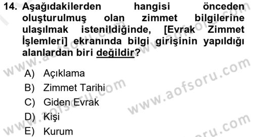 Ulusal Yargı Ağı Projesi 1 Dersi 2017 - 2018 Yılı (Final) Dönem Sonu Sınav Soruları 14. Soru