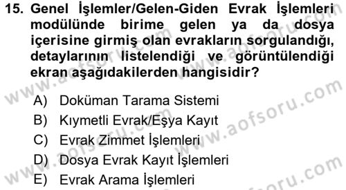 Ulusal Yargı Ağı Projesi 1 Dersi 2017 - 2018 Yılı (Final) Dönem Sonu Sınav Soruları 15. Soru