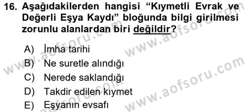 Ulusal Yargı Ağı Projesi 1 Dersi 2017 - 2018 Yılı (Final) Dönem Sonu Sınav Soruları 16. Soru
