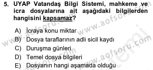 Ulusal Yargı Ağı Projesi 1 Dersi 2017 - 2018 Yılı (Final) Dönem Sonu Sınav Soruları 5. Soru