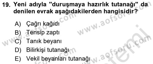 Ulusal Yargı Ağı Projesi 1 Dersi 2018 - 2019 Yılı 3 Ders Sınav Soruları 19. Soru