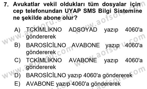 Ulusal Yargı Ağı Projesi 1 Dersi 2018 - 2019 Yılı 3 Ders Sınav Soruları 7. Soru