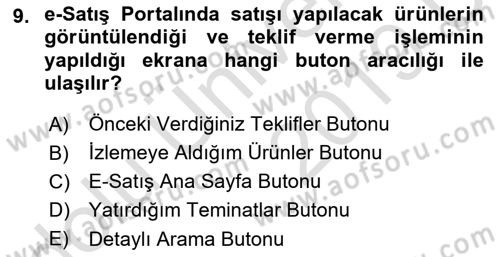 Ulusal Yargı Ağı Projesi 1 Dersi 2018 - 2019 Yılı 3 Ders Sınav Soruları 9. Soru
