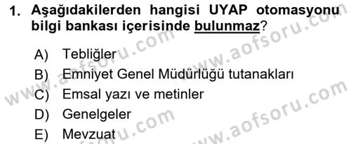 Ulusal Yargı Ağı Projesi 1 Dersi 2018 - 2019 Yılı (Vize) Ara Sınav Soruları 1. Soru