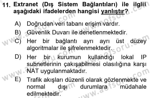 Ulusal Yargı Ağı Projesi 1 Dersi 2018 - 2019 Yılı (Vize) Ara Sınav Soruları 11. Soru