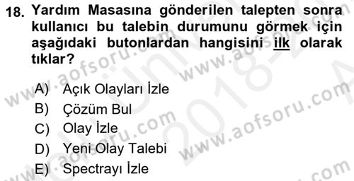 Ulusal Yargı Ağı Projesi 1 Dersi 2018 - 2019 Yılı (Vize) Ara Sınav Soruları 18. Soru