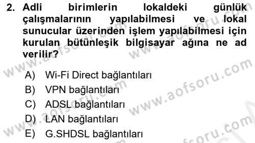 Ulusal Yargı Ağı Projesi 1 Dersi 2018 - 2019 Yılı (Vize) Ara Sınav Soruları 2. Soru