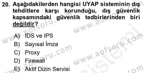 Ulusal Yargı Ağı Projesi 1 Dersi 2018 - 2019 Yılı (Vize) Ara Sınav Soruları 20. Soru