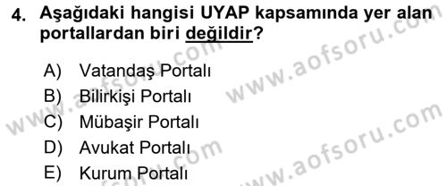 Ulusal Yargı Ağı Projesi 1 Dersi 2018 - 2019 Yılı (Vize) Ara Sınav Soruları 4. Soru