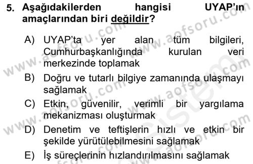 Ulusal Yargı Ağı Projesi 1 Dersi 2018 - 2019 Yılı (Vize) Ara Sınav Soruları 5. Soru