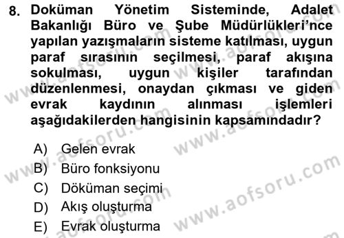 Ulusal Yargı Ağı Projesi 1 Dersi 2018 - 2019 Yılı (Vize) Ara Sınav Soruları 8. Soru
