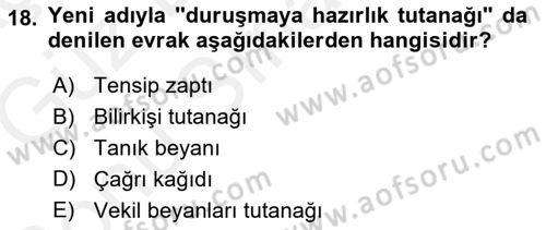 Ulusal Yargı Ağı Projesi 1 Dersi 2018 - 2019 Yılı (Final) Dönem Sonu Sınav Soruları 18. Soru