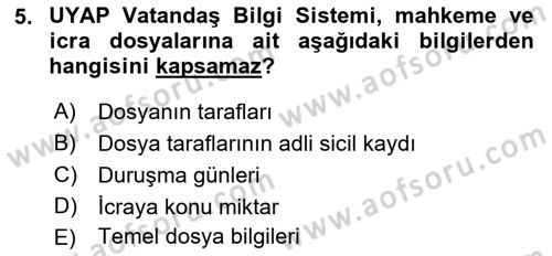 Ulusal Yargı Ağı Projesi 1 Dersi 2018 - 2019 Yılı (Final) Dönem Sonu Sınav Soruları 5. Soru