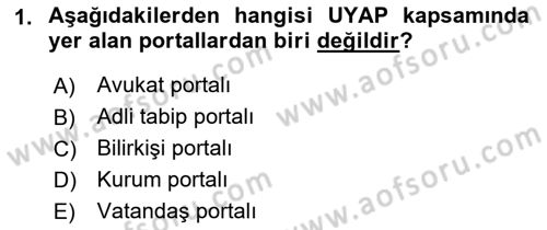 Ulusal Yargı Ağı Projesi 1 Dersi 2018 - 2019 Yılı Yaz Okulu Sınav Soruları 1. Soru