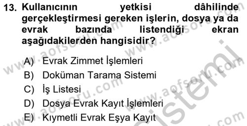 Ulusal Yargı Ağı Projesi 1 Dersi 2018 - 2019 Yılı Yaz Okulu Sınav Soruları 13. Soru