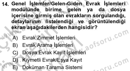 Ulusal Yargı Ağı Projesi 1 Dersi 2018 - 2019 Yılı Yaz Okulu Sınav Soruları 14. Soru