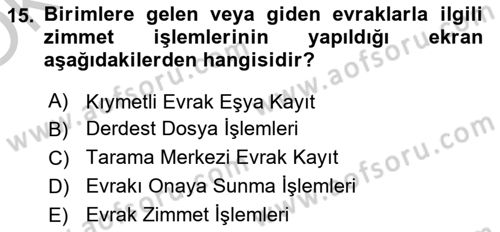Ulusal Yargı Ağı Projesi 1 Dersi 2018 - 2019 Yılı Yaz Okulu Sınav Soruları 15. Soru
