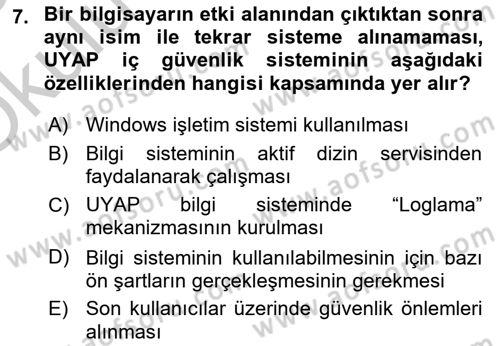 Ulusal Yargı Ağı Projesi 1 Dersi 2018 - 2019 Yılı Yaz Okulu Sınav Soruları 7. Soru