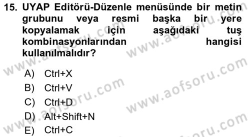 Ulusal Yargı Ağı Projesi 1 Dersi 2019 - 2020 Yılı (Vize) Ara Sınav Soruları 15. Soru
