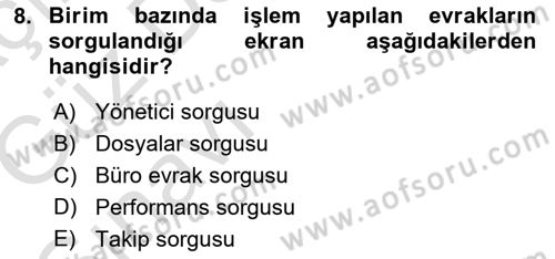 Ulusal Yargı Ağı Projesi 1 Dersi 2019 - 2020 Yılı (Vize) Ara Sınav Soruları 8. Soru