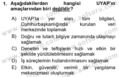 Ulusal Yargı Ağı Projesi 1 Dersi 2019 - 2020 Yılı (Final) Dönem Sonu Sınav Soruları 1. Soru