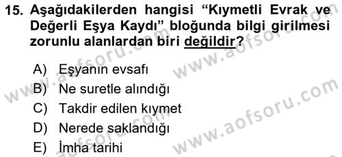 Ulusal Yargı Ağı Projesi 1 Dersi 2019 - 2020 Yılı (Final) Dönem Sonu Sınav Soruları 15. Soru