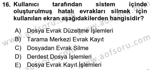 Ulusal Yargı Ağı Projesi 1 Dersi 2019 - 2020 Yılı (Final) Dönem Sonu Sınav Soruları 16. Soru