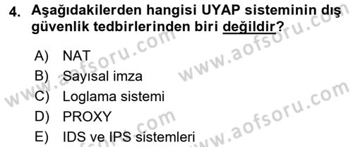 Ulusal Yargı Ağı Projesi 1 Dersi 2019 - 2020 Yılı (Final) Dönem Sonu Sınav Soruları 4. Soru