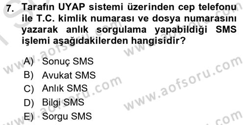 Ulusal Yargı Ağı Projesi 1 Dersi 2019 - 2020 Yılı (Final) Dönem Sonu Sınav Soruları 7. Soru