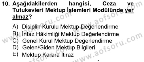 Ulusal Yargı Ağı Projesi 2 Dersi Ara Sınavı Deneme Sınav Soruları 10. Soru