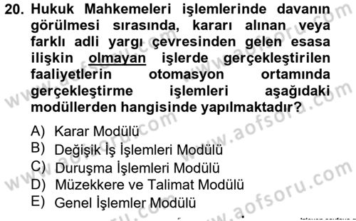 Ulusal Yargı Ağı Projesi 2 Dersi 2012 - 2013 Yılı (Vize) Ara Sınav Soruları 20. Soru