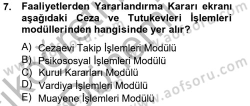 Ulusal Yargı Ağı Projesi 2 Dersi Ara Sınavı Deneme Sınav Soruları 7. Soru