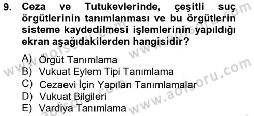 Ulusal Yargı Ağı Projesi 2 Dersi Ara Sınavı Deneme Sınav Soruları 9. Soru