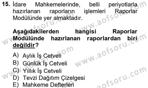 Ulusal Yargı Ağı Projesi 2 Dersi 2012 - 2013 Yılı (Final) Dönem Sonu Sınav Soruları 15. Soru