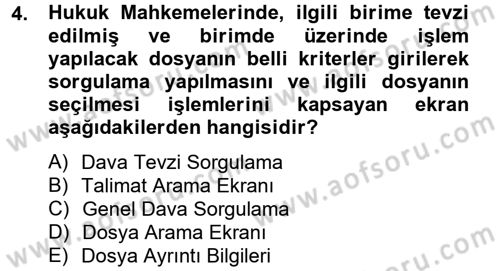 Ulusal Yargı Ağı Projesi 2 Dersi 2012 - 2013 Yılı (Final) Dönem Sonu Sınav Soruları 4. Soru